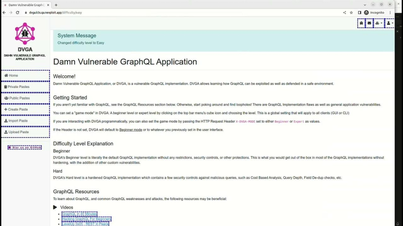 Advanced Web Crawler / Dynamic Scanner – DVGA(Damn Vulnerable GraphQL Application)