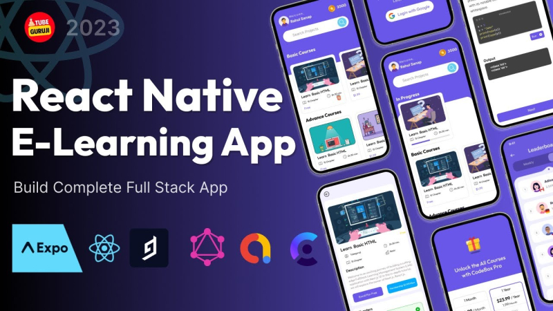 Build React Native E Learning App Using Expo, React Native, HyGraph, GraphQL | Full Stack App