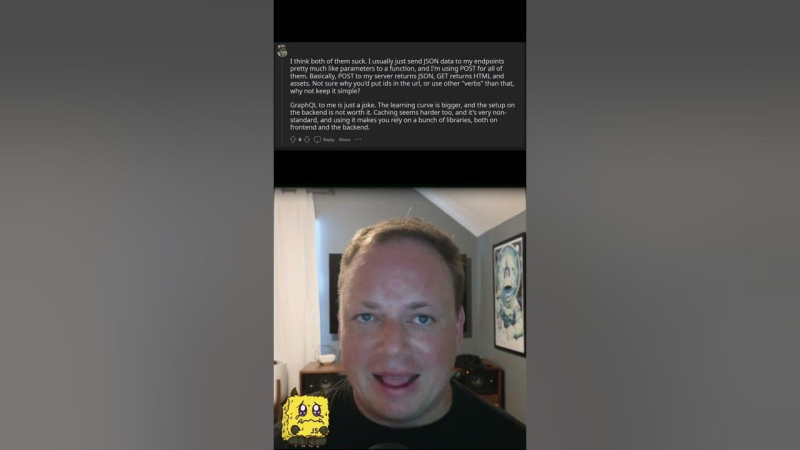 GraphQL? REST? Nah, I’ll just make some random stuff up. #shorts #reaction  #code  #javascript