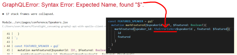 GraphQL gql Syntax Error: Expected Name, found }