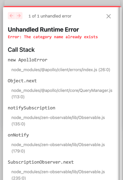 Unhandled runtime error or uncaught (in promise) error