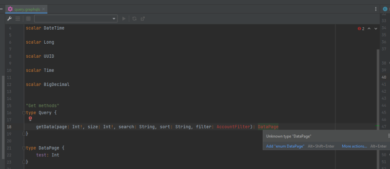 Unknown type "" in grapthqls files with GraphQL in Intellij