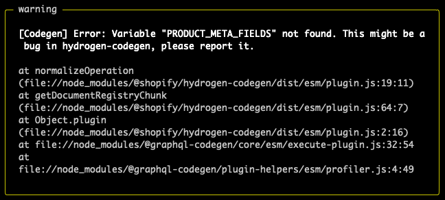 why how can i fix the error: variable XX not found with hydrogen and codegen?