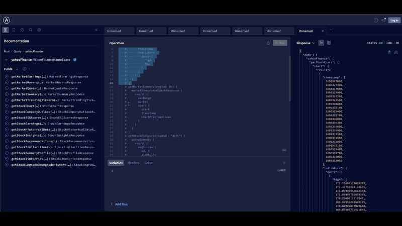 Yahoo Finance API Apollo graphql